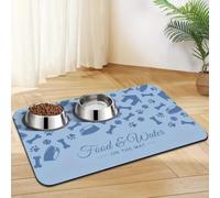 Pet Placemat Fast-Drying Diatomaceous Earth Kitten Puppy Feeding Mat - Splash-Proof Absorbent Easy To Clean for Dog Cat Washable Pet Feeding Mats (Blue,30x50 cm)