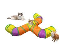 Pet Play Tunnel Interactive Crinkle Tube | Foldable Tri-Way Cat Toy With Viewing Hole For Hide-And-Seek Ideal For Small Pets Like Kittens, Bunnies, Or Small Dogs To In Active Indoor Play While