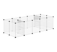 Pet Playpen 18-Panel White Steel & PP Resin 175x70x45cm DIY Small Animal Cage XL