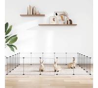 Pet Playpen 20-Panel Black Powder-Coated Steel 35x35cm Panels with Door DIY Kit
