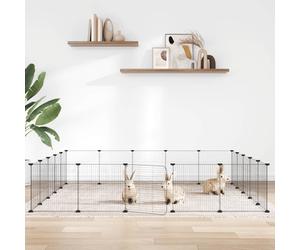 Pet Playpen 20-Panel Black Powder-Coated Steel 35x35cm Panels with Door DIY Kit