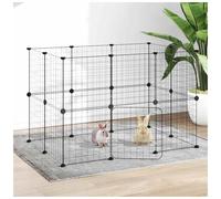Pet Playpen 8-Panel Black Powder-Coated Steel 35x35cm Panels DIY Cage with Door