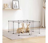vidaXL 12-panel Pet Cage With Door Black 35X35cm Steel, Black