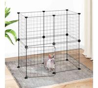 vidaXL 12-panel Pet Cage With Door Black 35X35cm Steel, Black