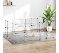 vidaXL 36-Panel Pet Cage with Door Black 35x35 cm Steel, Black
