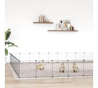 Pet Playpen Black 20-Panel Powder-Coated Steel 35x35cm Panels with Door Portable