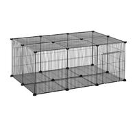 Pet Playpen Black Metal 22-Panel 45x105x70cm DIY Enclosure w/Door for Rabbits