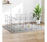 vidaXL 36-Panel Pet Cage with Door Black 35x35 cm Steel, Black