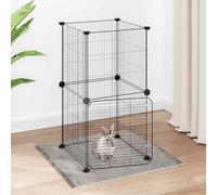 vidaXL 8-panel Pet Cage With Door Black 35X35cm Steel, Black