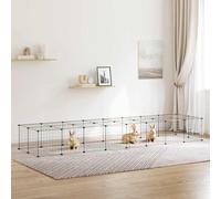 (36-panel with door, 4.3 cm) vidaXL Pet Cage with Door Black Steel Rabbit Hutch 1.5 cm/4.3 cm Multi Models