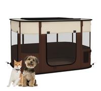 Pawhut Portable Dog Pen For Puppies, Rabbits, Kittens, Guinea Pigs, Brown Brown