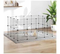 Pet Playpen Cage Black Powder-Coated Steel 8 Panels 35x35cm DIY Secure Play Pen