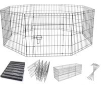 Pet Playpen Dog Pen Puppy Cat Rabbit Foldable Indoor/Outdoor Enclosure Run Cage (Medium: Height 76cm)