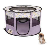 Pet Playpen, Foldable Dog Playpen, Portable Pet Cage with Removable Zipper Top for Indoor Outdoor (Purple)