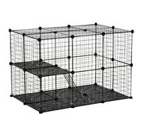 Pet Playpen Metal Black 70x70x105cm Expandable Small Animal Cage Lockable Ramps