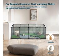 Pet Playpen, Pet Fence Indoor, Modular Animal Pen with Floor, Grey / 143 x 73 x 46 cm