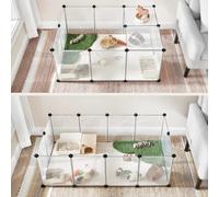 Pet Playpen With Floor, Small Animal Enclosure, Diy Plastic Cage, Indoor Run For Small Pets, White