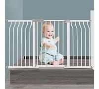 Pet Playpens Baby Safety Gate Double Lock Design Safety Baby Gate Stairs Gate Pressure Mounted Gate Auto Close Metal Fence for Kids or Pets Staircase-Balusters/132-139Cm
