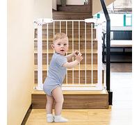 Pet Playpens Safety Gate Pressure Mounted Security Gate with Auto Close Function Metal Walk Thru Extra Wide Gates Pet Protective Fence Stair Door Staircase-Balusters/152-157Cm