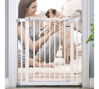 Pet Playpens Safety Gates Pets Safety Gate Metal Gate with Walk Through Door Unique 90° Two Way Open/Stay Door Pressure Mounted Auto Close Stair Door Staircase-Balusters/117-124Cm
