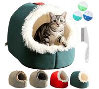 Pet Plush Winter Cave Bed, Cozy Winter Warm Pet Cave Bed, Soft cave-style Cat Tent for Indoor Pets, Kitten House with Anti Slip Bottom, Calming Plush Dog Shelter (1PC-C, M)