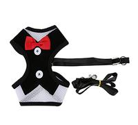 Pet Polyester Chest Straps Harness with Traction Rope Gentleman Look Control Outdoor Walk S/M/L Cat Dog (M)