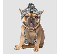 Pet Pompom Knitted Hat,Cat Fluffy Warm Cap Kitty Woolen Head Wear with Long Braid,Puppy Pet’s Costume Accessories
