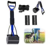 Pet Pooper Scooper Set, Pooper Scooper Long Handle Foldable Dog Poop Scoopers for Grass with Long Handle Portable Poop Scoop Shovel with Poops Bag Dispenser & Waste Bag for Indoor Outdoor Use
