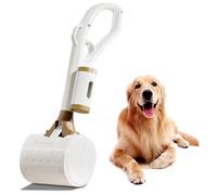Pet Pooper Scooper Sets, Portable Pet Pooper Scooper for Dogs and Cats, Pooper Scooper with Poo Bag Dispenser and Poop Bags, Poo Scooper with Elastic Spring for Picking Up Animal Waste Easily (Khaki)