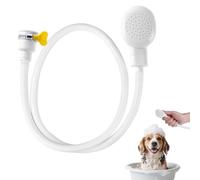 Pet Portable Shower Attachment for Bath Taps, Sink Single Tap Shower Attachment Head Hose Spray, Single Tap Showers with Fit Clamp Included, White Hose (1.3 M)