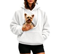 Pet Pouch Hoodie Womens Oversized Sweatshirts for Small Cats and Dogs | Long Sleeve Fleece Hooded Sweatshirt Casual Loose Pullover with Pockets Winter Warm Cat Dog Carrier Hoodie for Outdoor Walk