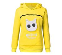 Pet Pouch Hoodie Womens Pet Pouch Hoodies Dog Cat Holder Carrier Sweatshirt Big Kangaroo Pocket Pullover Long Sleeve Hoody Tops Hoodie Yellow