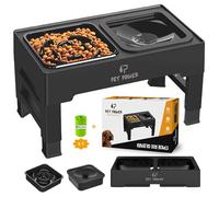 PET POWER Elevated Dog Bowls 4 Height Adjustable Raised Dog Stand with No Spill Water Bowl & Slow Feeder, Non-Slip Food & Water Bowls for Large, Medium, Small Dogs - Slow Feeder Dog Bowls Large Breed