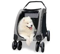 Pet pram Dog Pushchair Cat pram Dog pram Detachable cart One-Click foldingWaterproof Material Large Dog pet Stroller (Grey)