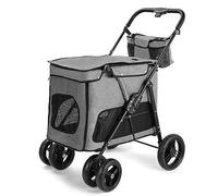 Pet Pram Pushchair for Medium Large Dogs - Large Dog Stroller with 4 Wheels for Twin & More - Travel Carrier for Cat, Dog and More