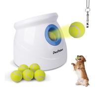 Pet Prime Automatic Ball Launcher for Large Dogs，Adjustable 10-40ft Distance,Rechargeable Dog Ball Thrower with 6 Tennis Balls(2.5") & Training Whistle,Interactive Toy for Indoor/Outdoor Play