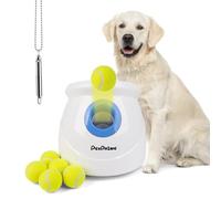 Pet Prime Automatic Ball Launcher for Large Dogs,Rechargeable Dog Ball Thrower Machine for Outdoor Exercise & Interactive Play,Adjustable 10-64ft Thrower with 6PCS 2.5" ETPU Balls,1 Dog Whistle