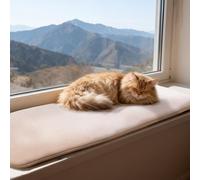 pet prime Cat Window Bed, Cat Window Hammock, Sill Non-Slip Lounger Cushion for Windowsill 90x28cm(Beige)
