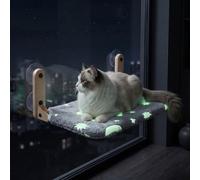 Pet Prime Glow in The Dark Cat Window Bed Foldable Cat Hammock for Window and Wall with 2 Covers Coldless Kitten WindowSill Perch for Up to 20kgs Large Breeds Strudy Metal Frame