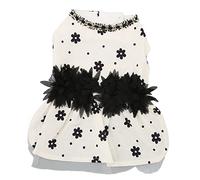 Pet Princess Dress | Soft Polyester for Small Dogs | Floral Design for Chihuahua/Pomeranian | Beige & Black | Party/Seasonal Outfit (XL)