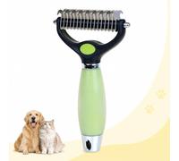 Pet Pro Grooming Tool, Dematting Comb for Dog and Cat, Dog grooming brush, Double Sided Undercoat Rake for Dogs & Cats, Deshedding Brush for Dogs, both for Long & Short Hair Fur (Green)