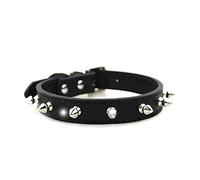 Pet Products for Dog Collars PU Leather Rivet Spiked Puppy Necklace Studded Pet Dog Adjustable Collar Neck Collar for Cat JW0022 Black S 1.5x35cm