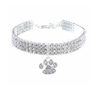 Pet Products Shiny Zircon Pet Dog Neck Collars Durable Alloy Extended Chain Necklace for Small Medium Pets Pink Party Gifts Dogs Cat Necklace Pet Products(White,M)