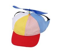 Pet Propeller Hat Pet Outdoor Sports Caps with Ear Holes Dog Hat with Propeller Rainbow Helicopter Baseball Hat Pet Supplies, red