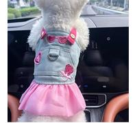 Pet Puppy cat Clothing Source Factory Direct Sales Spring and Autumn Style Spicy Girl Denim Skirt Collection (Pink Fashion Cowboy Skirt, X-Small)