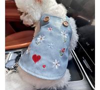 Pet Puppy cat Clothing Source Factory Direct Sales Spring and Autumn Style Spicy Girl Denim Skirt Collection (Flower Sweetheart Cowboy Skirt, Large)