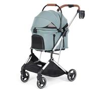 Pet Pushchair Dog Cat Pet Stroller Fast Folding Carriage for Small Medium Sized Gear, 44lbs Load Capacity Accessories(A)