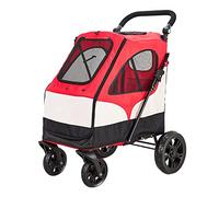 Pet Pushchair Dog Stroller for Large Dogs Dog Pram Luxury Pet Strollers Premium 4 Wheel Pet Carriage Stroller for Cat Dog and More Foldable Carrier Cart (Blue) (Red)