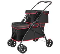 Pet Pushchair Foldable Double Dog Stroller Cats for Travel Pet for 2 Dogs Small Medium Sized On Wheels Accessories
