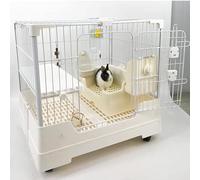 Pet Rabbit Hutch with Wheels, Removable Platform & Pull Out Tray for Small Animals - Ideal for Bunny, Ferret, Rat, Guinea Pig, and Chinchilla